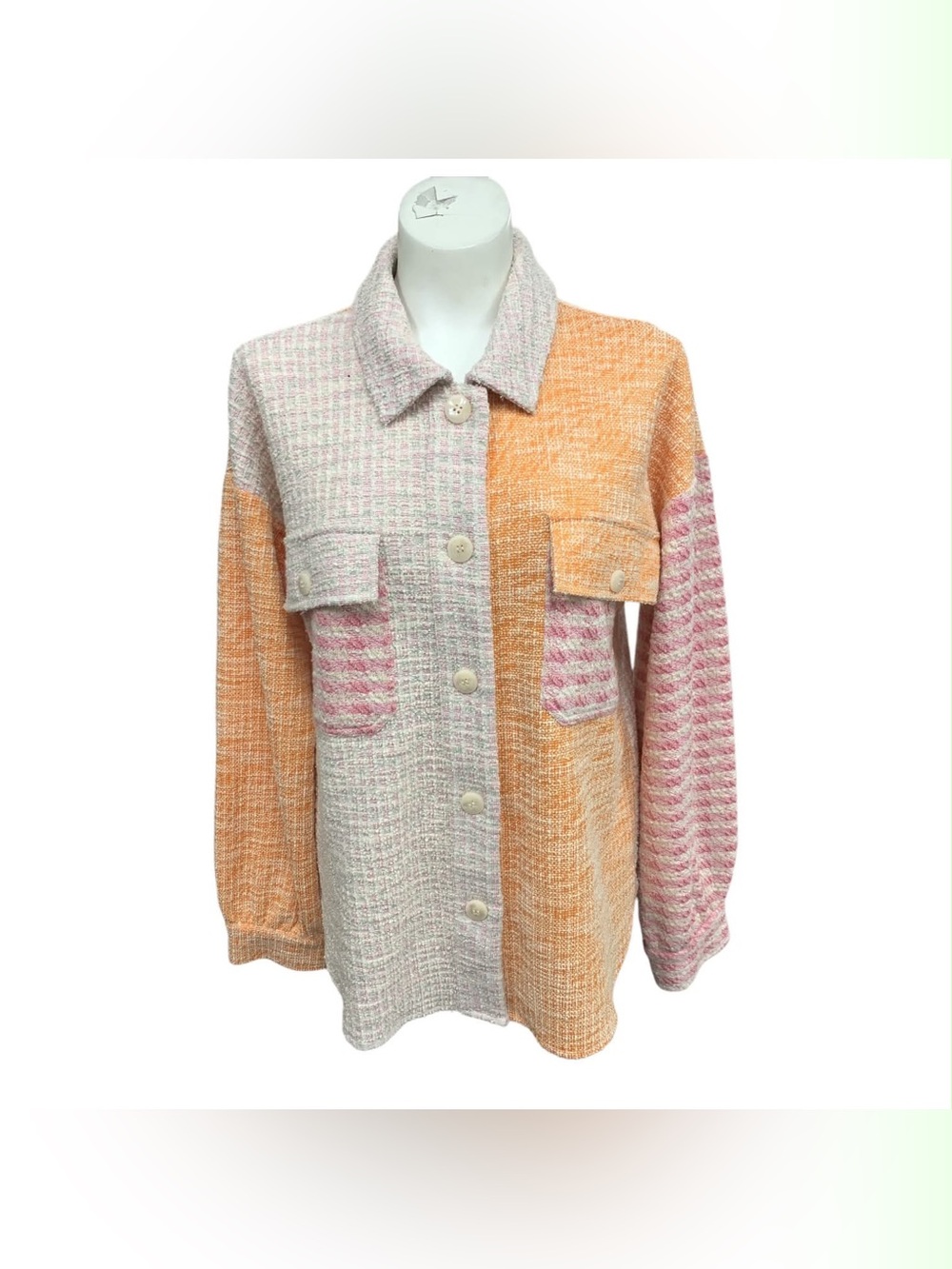Mystree Pink & Orange Colorblock Button-Up Jacket Size M